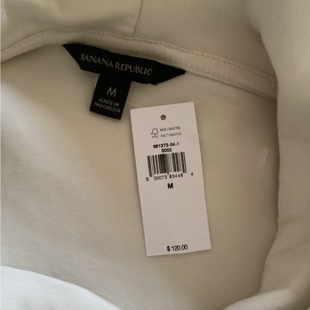 SCUBA KNIT BANANA REPUBLIC NWT MULTI SEASON HOODIE POCKETS CREAM WHITE MEDIUM - Picture 2 of 14